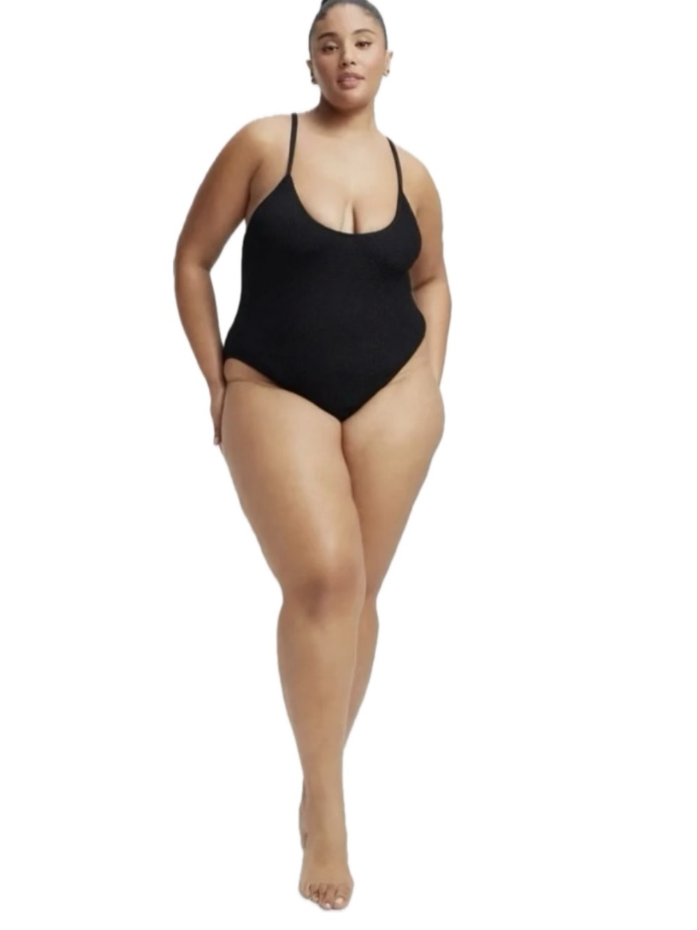 Good American Swimsuit Always Fits One Piece Women Sz 7/8 Black NWOT